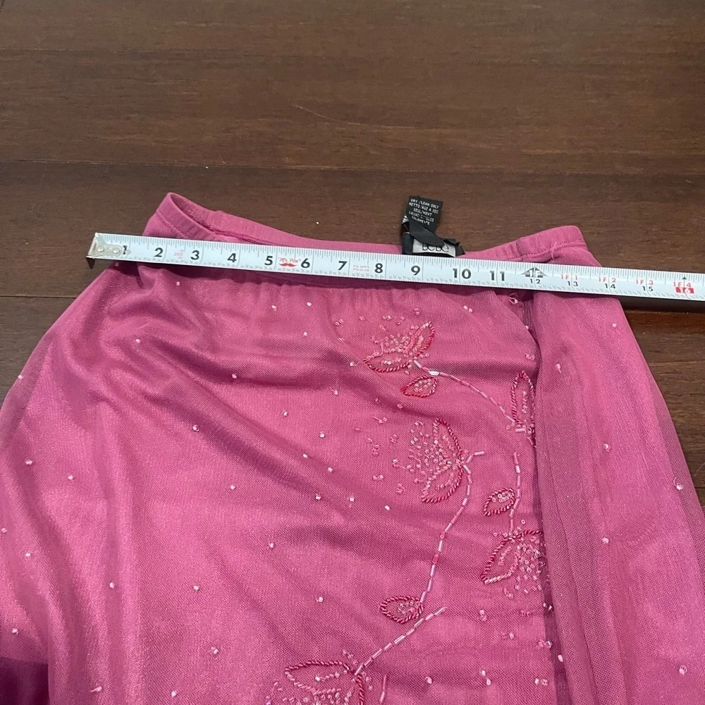 nwt vintage retro bcbg max azria collection pink Embroidered tulle floral Skirt